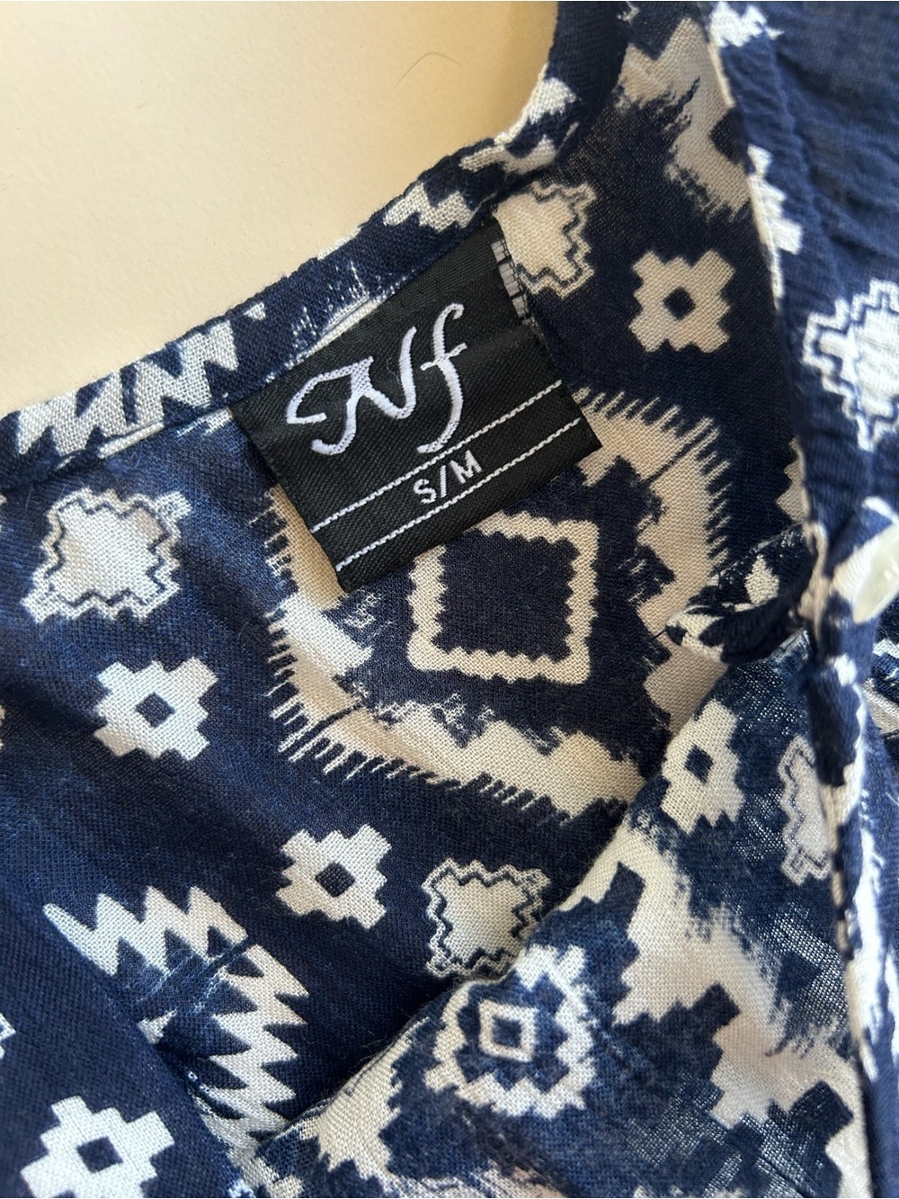 Sleeveless Navy & White Printed Harem Jumpsuit size s/M - Picture 7 of 8